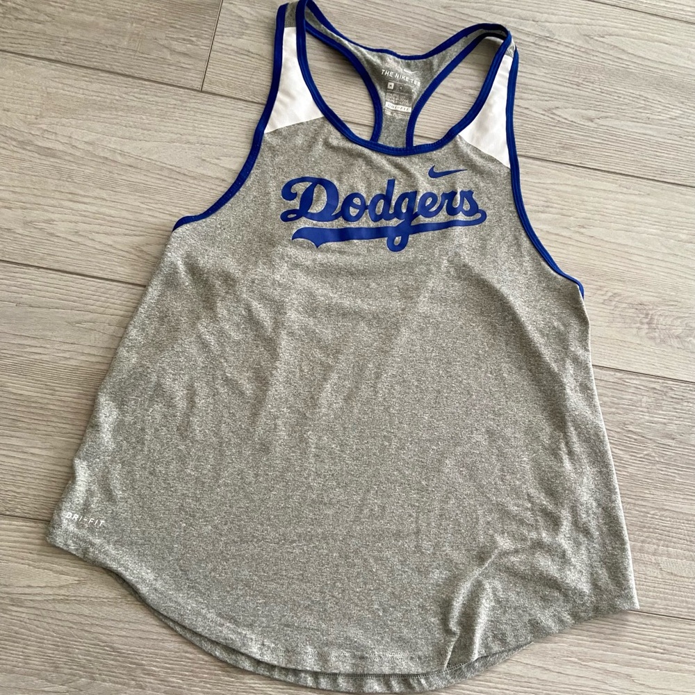 The Nike Tee Dri-Fit Grey Dodgers Racerback Tank Top